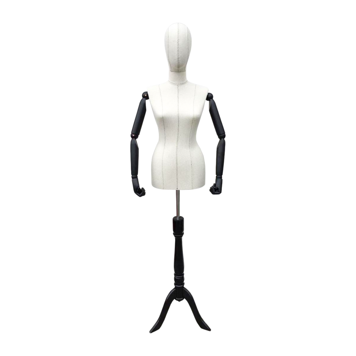 Women's Plastic Tailor Mannequin Fabric Head Wooden Sleeves