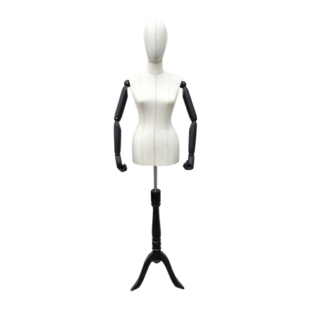Women's Plastic Tailor Mannequin Fabric Head Wooden Sleeves