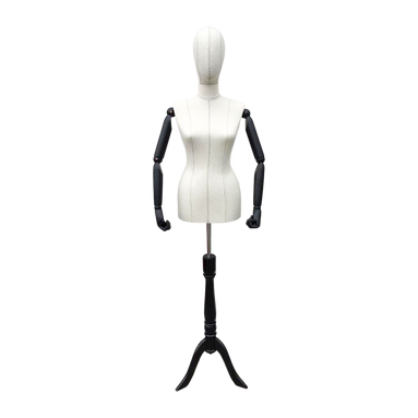 Women's Plastic Tailor Mannequin Fabric Head Wooden Sleeves