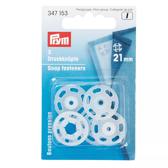 Prym Snap fasteners, 15mm, transparent