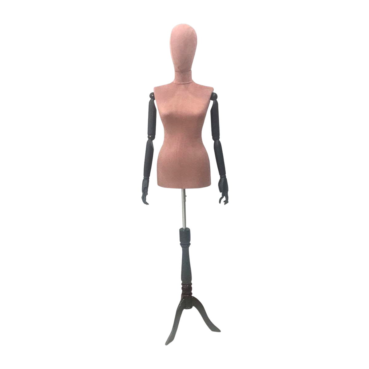 Women's Plastic Tailor Mannequin Fabric Head Wooden Sleeves