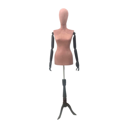 Women's Plastic Tailor Mannequin Fabric Head Wooden Sleeves