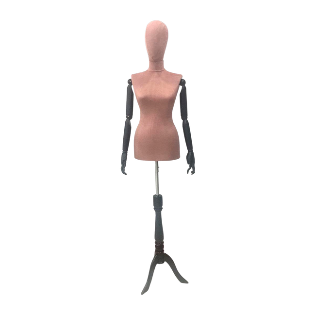 Women's Plastic Tailor Mannequin Fabric Head Wooden Sleeves