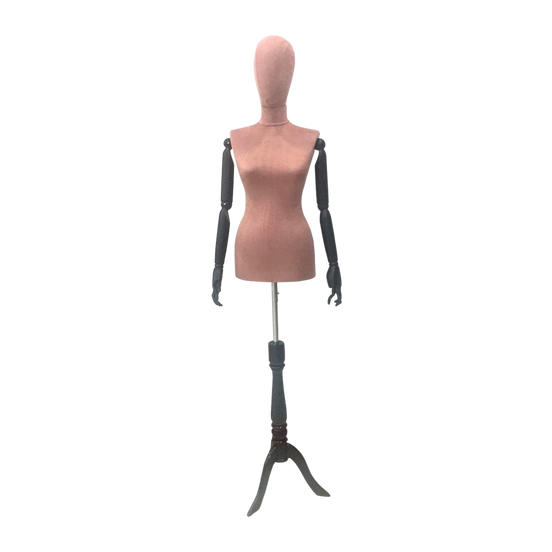 Women's Plastic Tailor Mannequin Fabric Head Wooden Sleeves