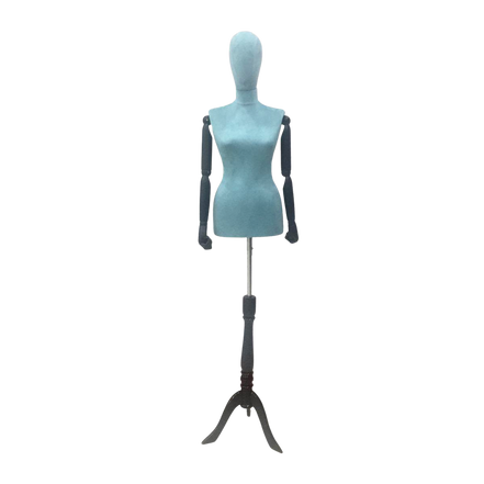 Women's Plastic Tailor Mannequin Fabric Head Wooden Sleeves