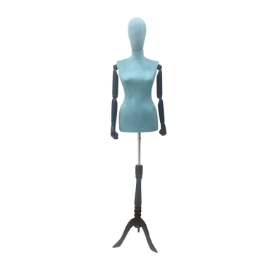 Women's Plastic Tailor Mannequin Fabric Head Wooden Sleeves