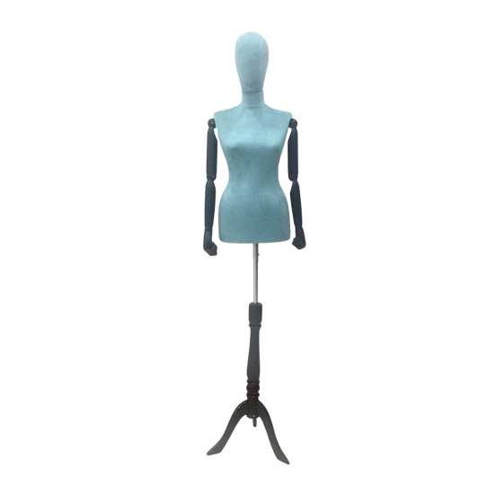Women's Plastic Tailor Mannequin Fabric Head Wooden Sleeves