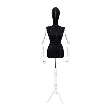 Women's Plastic Tailor Mannequin Fabric Head Wooden Sleeves