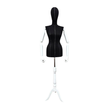 Women's Plastic Tailor Mannequin Fabric Head Wooden Sleeves