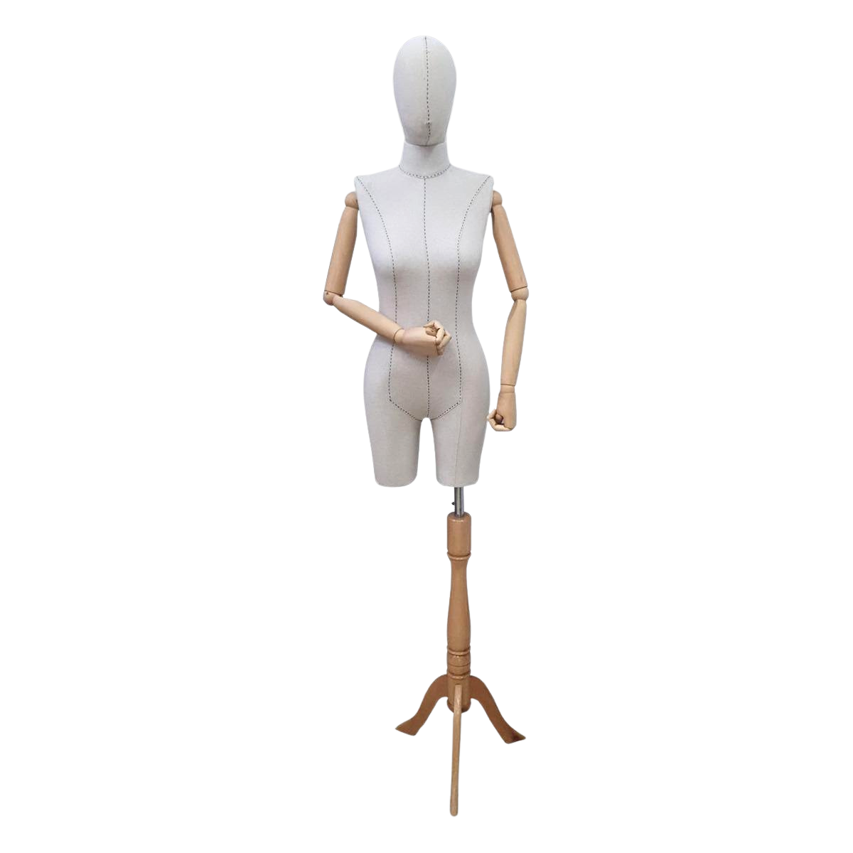 Women's Plastic Tailor Mannequin Fabric Head Wooden Sleeves
