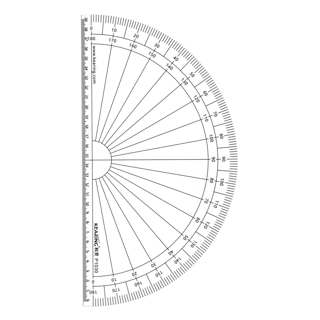 KEARING P1030 Acrylic Semi-Circle Protractor – 30cm