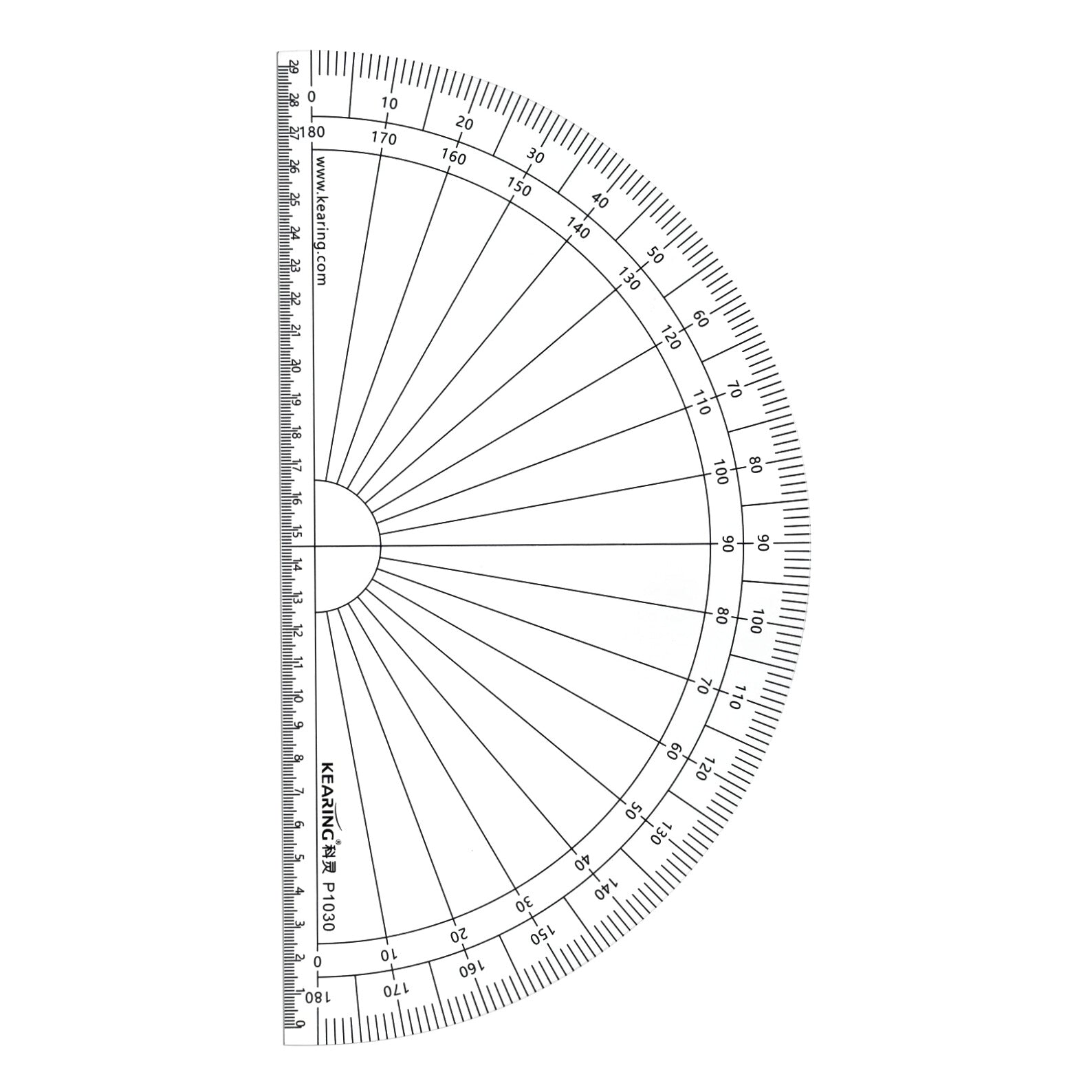 KEARING P1030 Acrylic Semi-Circle Protractor – 30cm