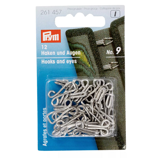 Prym Hooks and eyes, No. 9, silver-colored