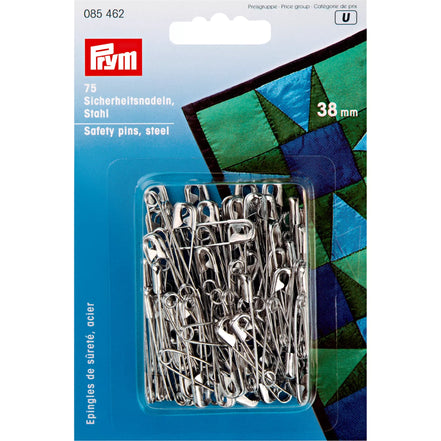 Prym Safety pins, 38mm, silver-colored, 75 items